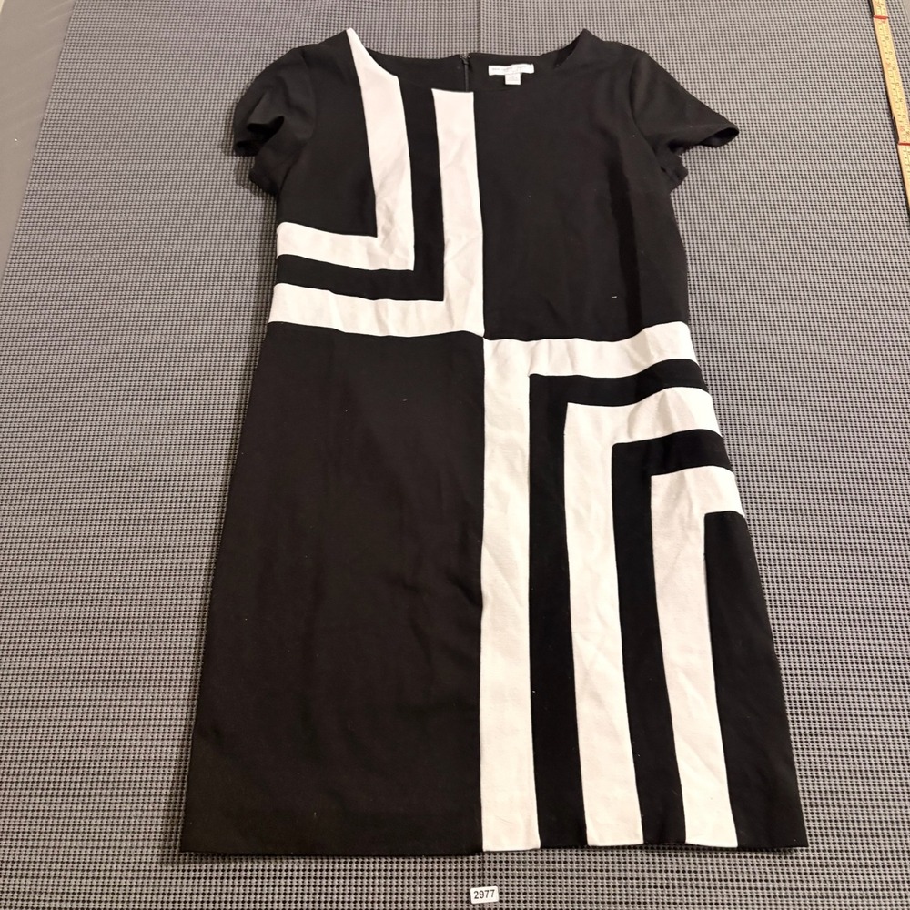 New York & Company Womens Size M Black White Geometric Short Sleeve Sheath Dress
